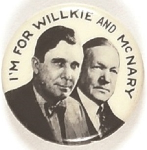 Willkie, McNary Scarce Celluloid Jugate