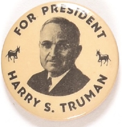 Truman for President Two Donkeys Pin