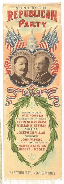 Taft, Sherman Stand by the Republican Party Ribbon