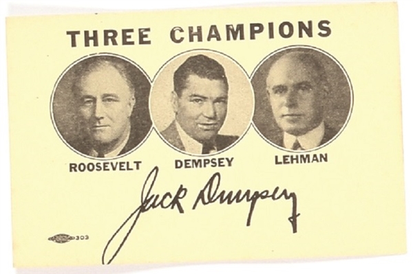 FDR, Dempsey, Lehman Three Champions Card