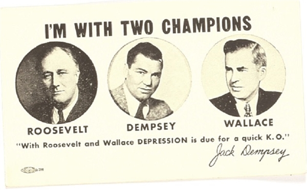 FDR, Dempsey, Wallace Im With Two Champions Card