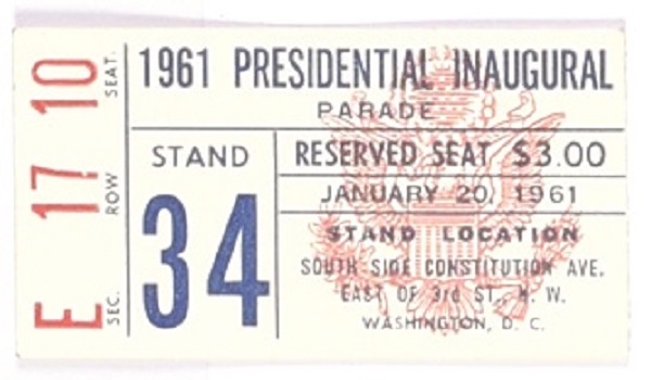 JFK Inaugural Parade Ticket