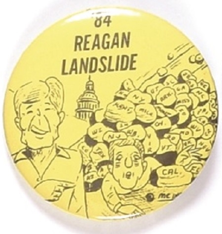Reagan Landslide Cartoon Pin