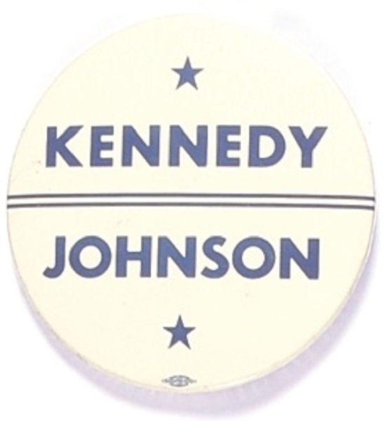 Kennedy, Johnson Blue and White Celluloid