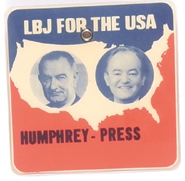 LBJ for USA Humphrey Press Badge
