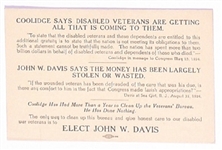Davis Anti Coolidge Campaign Card