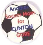 Another Soccer Mom for Clinton Black and White Pin
