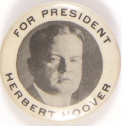 Hoover for President Black, White Celluloid