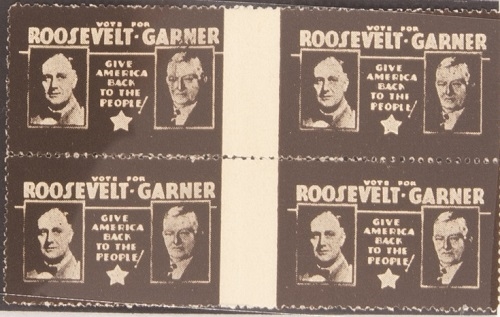 FDR, Garner Give America Back Stamps