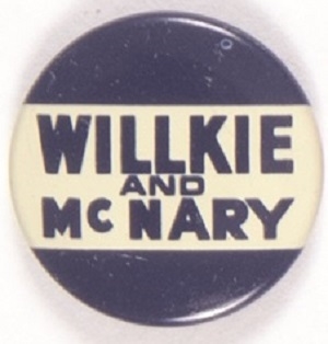 Willkie, McNary Blue and White Celluloid