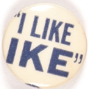 Eisenhower "I Like Ike" Blue, White Celluloid