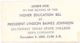 LBJ Higher Education Bill Texas Ticket