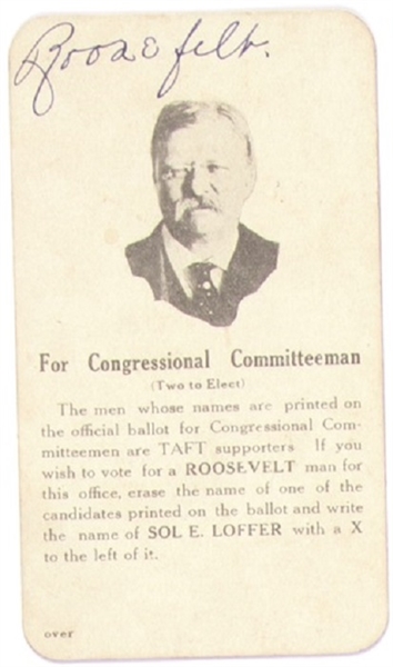 Roosevelt 1912 Campaign Card