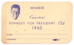 Connecticut Kennedy for President Club Card