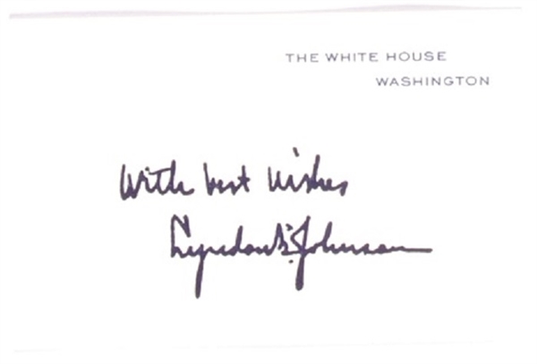 LBJ Signed White House Card