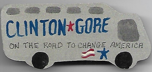 Clinton, Gore Wooden Bus Pin
