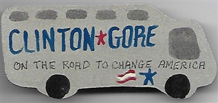 Clinton, Gore Wooden Bus Pin