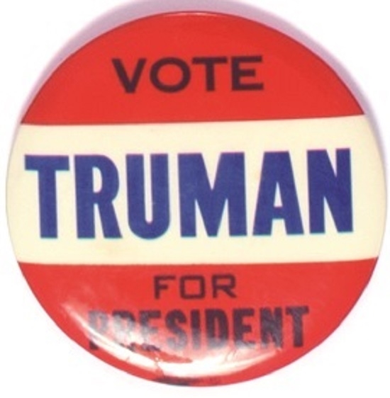 Vote Truman Red, White and Blue Celluloid
