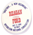 Reagan, Ford New Beginning Convention Pin