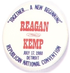 Reagan, Kemp New Beginning Convention Pin