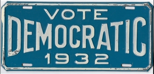 Vote Democratic 1932 License Plate