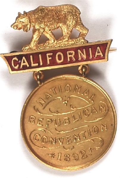 Harrison 1892 GOP California Convention Medal