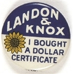 Landon, Knox Dollar Certificate