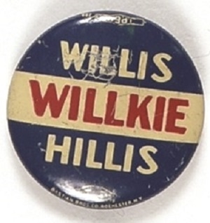Willkie, Willis, Hillis Indiana Coattail