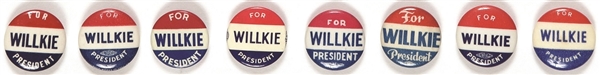 Willkie for President Group of 8 Pins