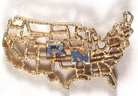 Nixon "RN" USA Map Pinback