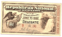 Harrison 1892 Convention Ticket