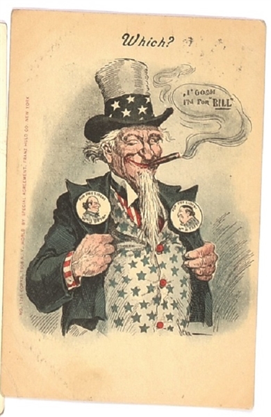 Taft and Bryan Uncle Sam Postcard