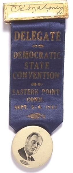 FDR 1936 Connecticut State Convention Badge