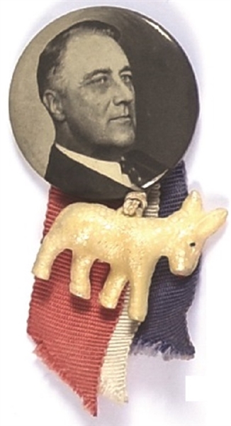 FDR Pin with Ribbons, Donkey