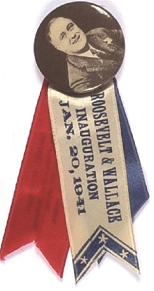 FDR Pin With 1941 Inauguration Ribbons