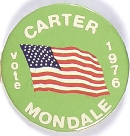 Carter, Mondale Flag Celluloid