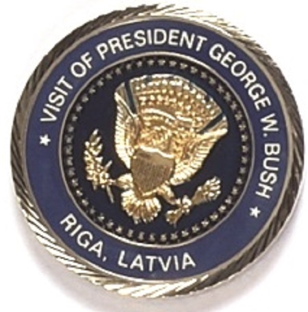 GW Bush Latvia Visit Challenge Coin