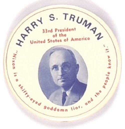 Harry Truman Anti Nixon Liar Pin