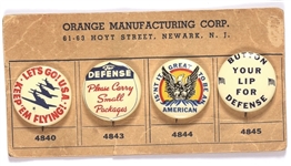 Card of Four World War II Patriotic Buttons