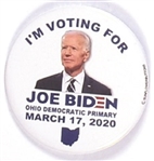 Im Voting for Joe Biden Ohio Primary Pin