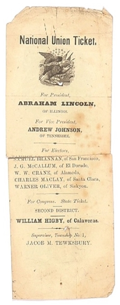 Lincoln 1864 California Ballot
