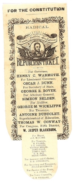 Lincoln Rare Louisiana 1864 Ballot