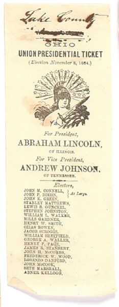 Lincoln Ohio 1864 Ballot