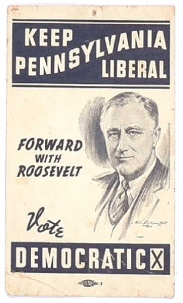 FDR Keep Pennsylvania Liberal Card
