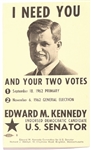 Ted Kennedy 1962 Massachusetts Primary Card
