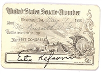 Kefauver US Senate Chamber Visitors Card
