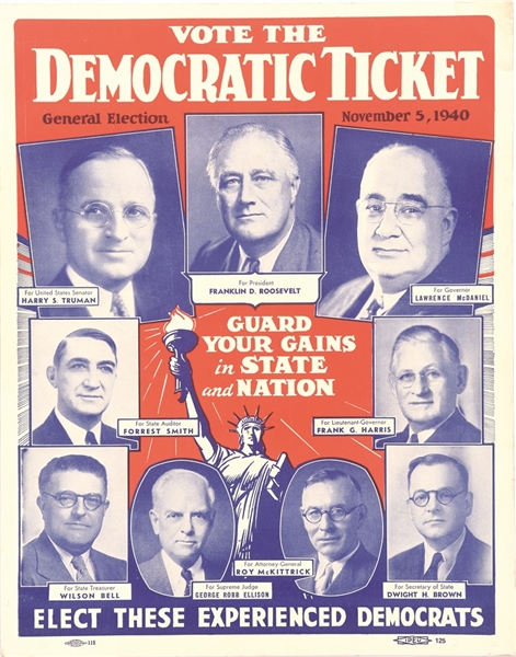 FDR, Truman Missouri Coattail Poster
