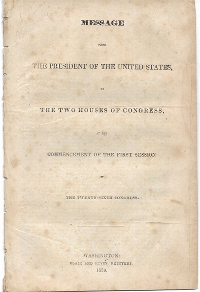 Van Buren Speech Before Congress