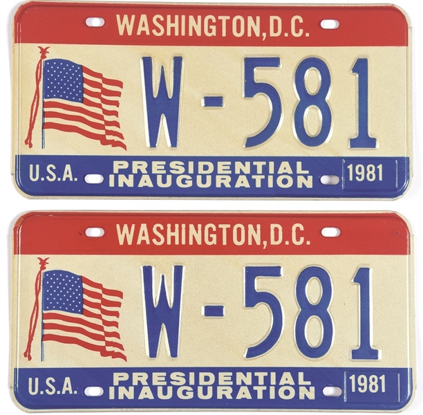 Pair of Reagan 1981 Inauguration License Plates