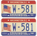 Pair of Reagan 1981 Inauguration License Plates